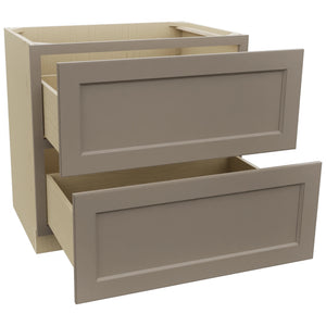 Fabuwood Fusion Oyster DB36-2 Base 2 Drawers Cabinet, Open View