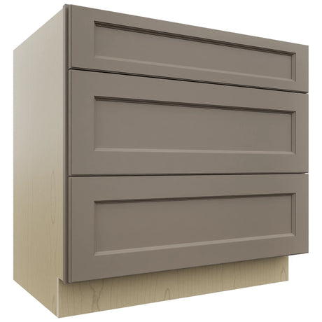 Fabuwood Fusion Oyster DB36 Base 3 Drawers Cabinet, Front View