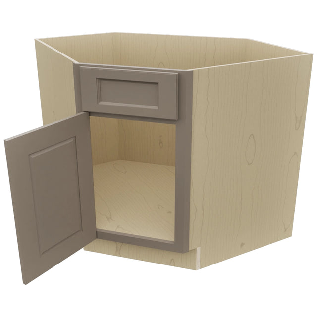 Fabuwood Fusion Oyster DSB36 Base Corner Diagonal Sink Cabinet, Open View