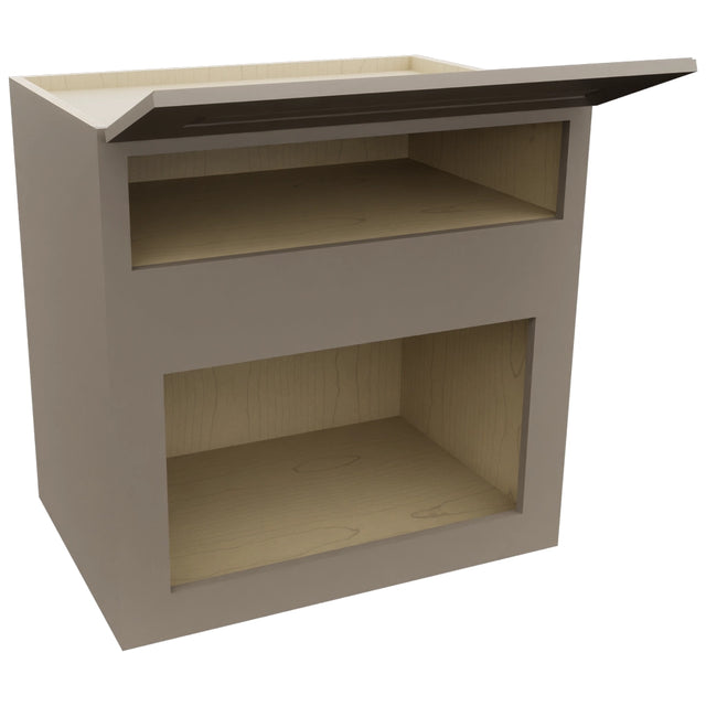 Fabuwood Fusion Oyster MC303021 Wall Microwave Cabinet, Open View