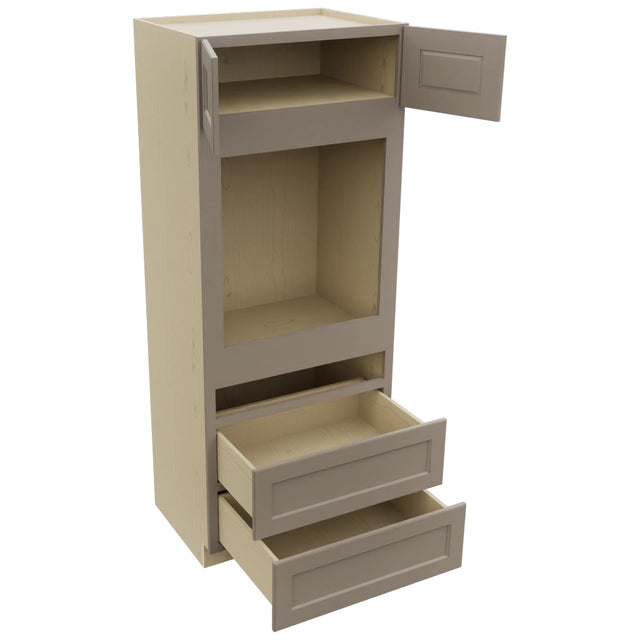 Fabuwood Fusion Oyster OC3384C Tall Oven Cabinet Combo, Open View