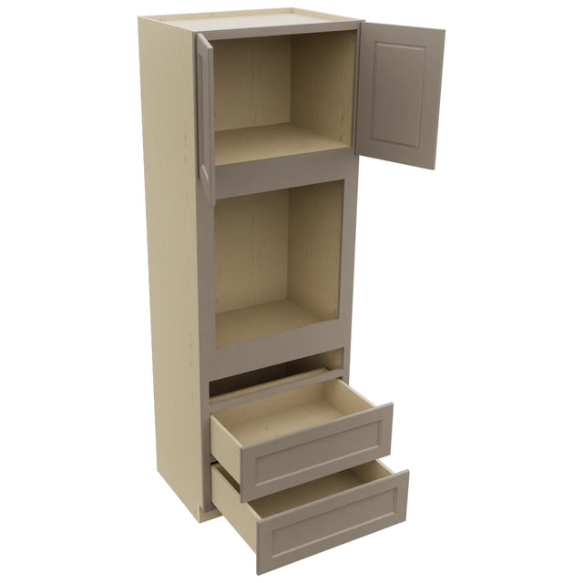 Fabuwood Fusion Oyster OC3396C Tall Oven Cabinet Combo, Open View