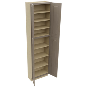 Fabuwood Fusion Oyster TP241290 Tall Pantry Cabinet, Open View