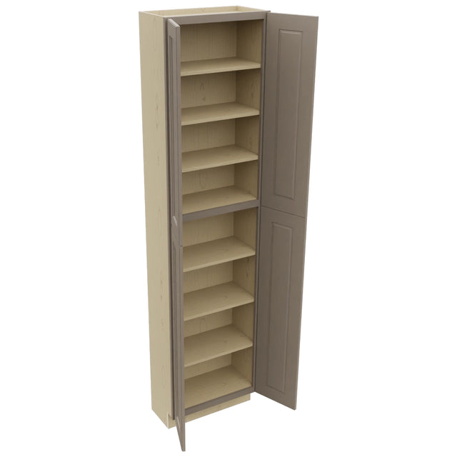 Fabuwood Fusion Oyster TP241296 Tall Pantry Cabinet, Open View