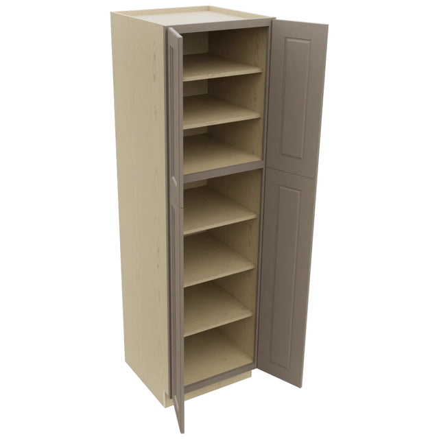 Fabuwood Fusion Oyster TP242484 Tall Pantry Cabinet, Open View