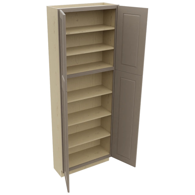 Fabuwood Fusion Oyster TP301284 Tall Pantry Cabinet, Open View