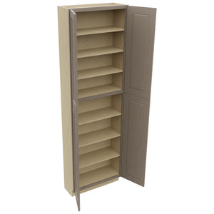 Fabuwood Fusion Oyster TP301296 Tall Pantry Cabinet, Open View