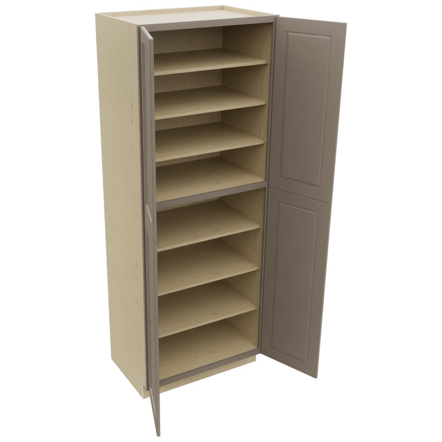 Fabuwood Fusion Oyster TP362496 Tall Pantry Cabinet, Open View