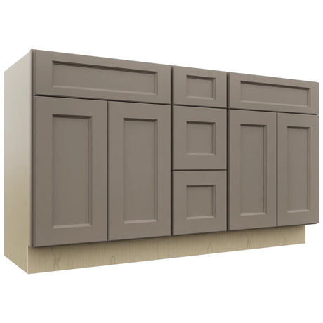 Fabuwood Fusion Oyster VSD60DOUBLE Vanity Combo Cabinet, Front View