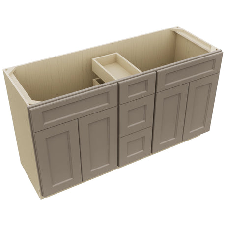 Fabuwood Fusion Oyster VSD60DOUBLE Vanity Combo Cabinet, Top View
