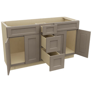 Fabuwood Fusion Oyster VSD60DOUBLE Vanity Combo Cabinet, Open View