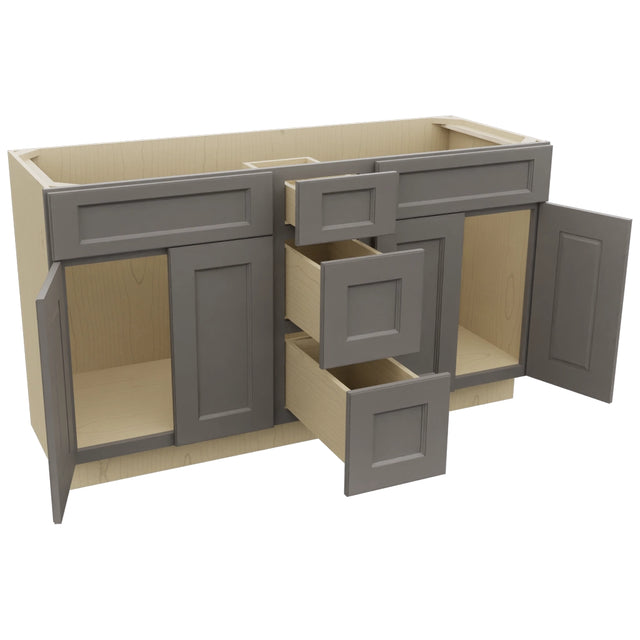 Fabuwood Fusion Stone VSD60DOUBLE Vanity Combo Cabinet, Open View