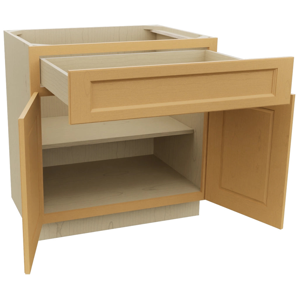 Fabuwood Fusion Timber B33SDF Base Standard Cabinet, Open View