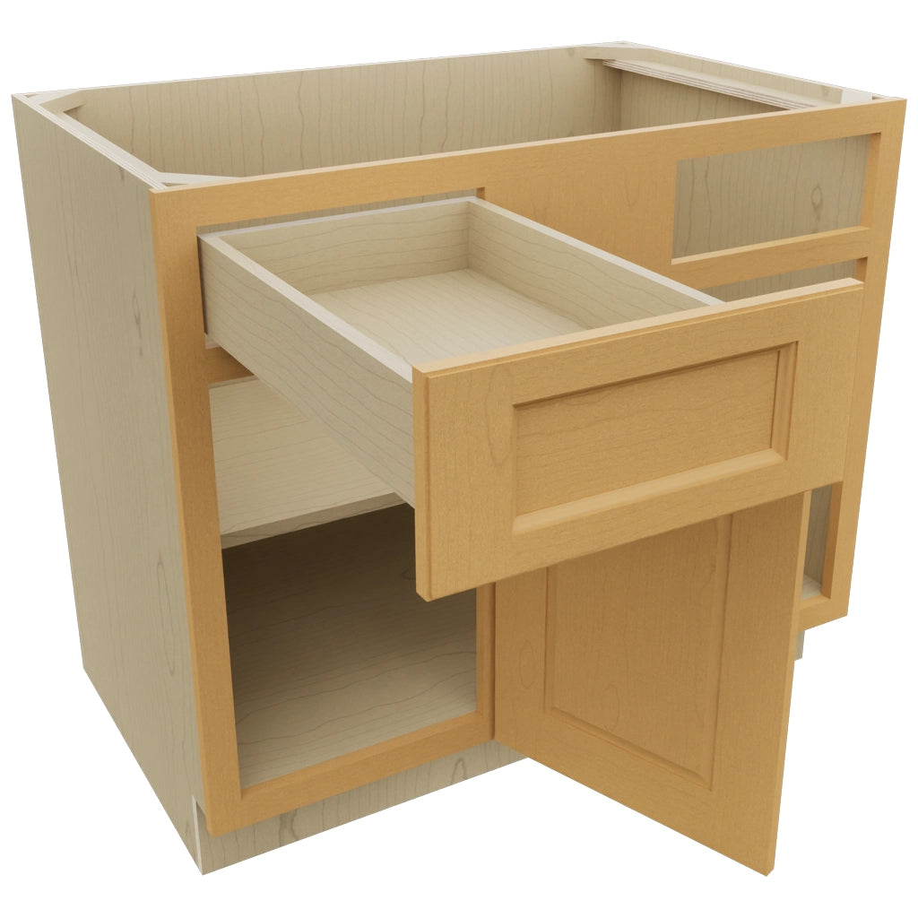 Fabuwood Fusion Timber BLB42/45 Base Corner Blind Cabinet, Open View