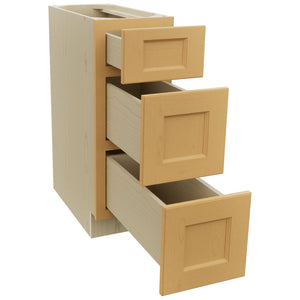 Fabuwood Fusion Timber DB12 Base 3 Drawers Cabinet, Open View
