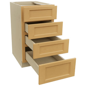 Fabuwood Fusion Timber DB18-4 Base 4 Drawers Cabinet, Open View