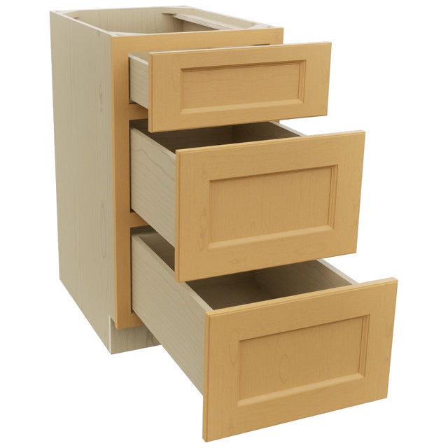 Fabuwood Fusion Timber DB18 Base 3 Drawers Cabinet, Open View