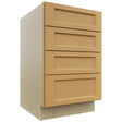 Fabuwood Fusion Timber DB21-4 Base 4 Drawers Cabinet, Front View