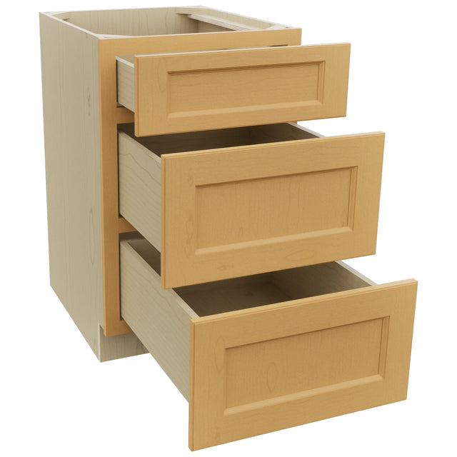 Fabuwood Fusion Timber DB21 Base 3 Drawers Cabinet, Open View