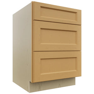 Fabuwood Fusion Timber DB24 Base 3 Drawers Cabinet, Front View