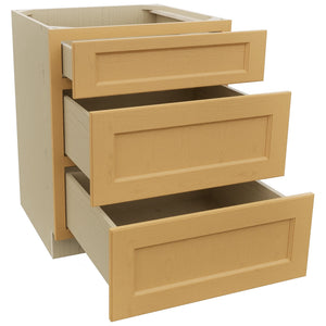 Fabuwood Fusion Timber DB27 Base 3 Drawers Cabinet, Open View