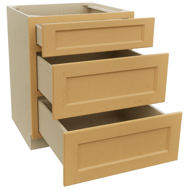 Fabuwood Fusion Timber DB27 Base 3 Drawers Cabinet, Open View