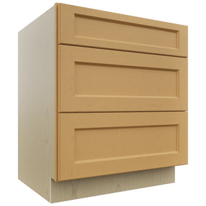 Fabuwood Fusion Timber DB30 Base 3 Drawers Cabinet, Front View