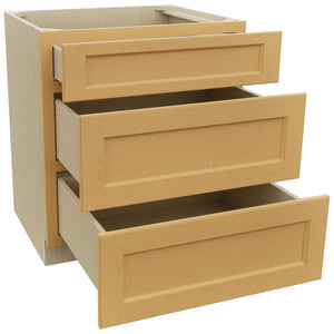 Fabuwood Fusion Timber DB30 Base 3 Drawers Cabinet, Open View