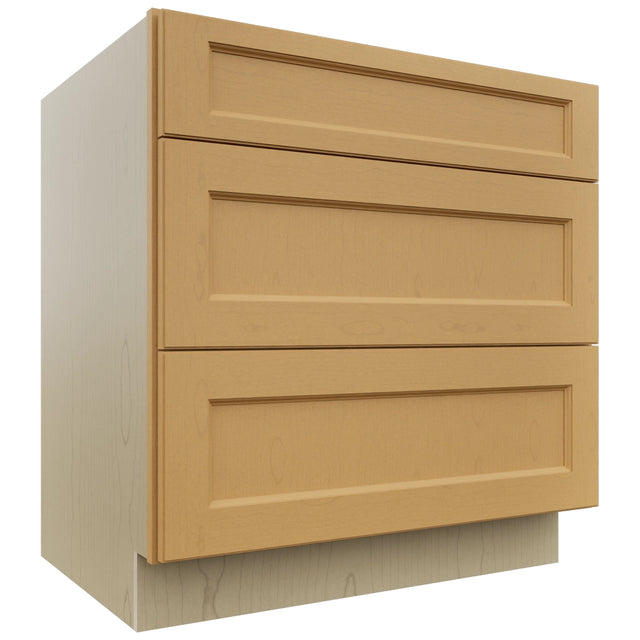 Fabuwood Fusion Timber DB33 Base 3 Drawers Cabinet, Front View