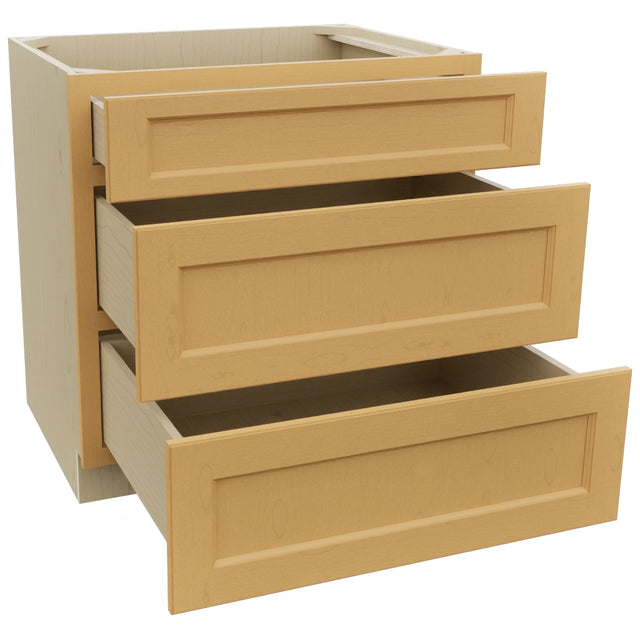 Fabuwood Fusion Timber DB33 Base 3 Drawers Cabinet, Open View