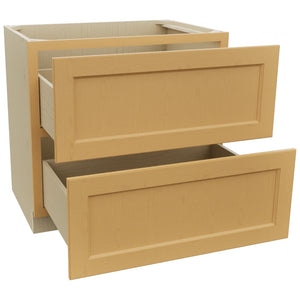 Fabuwood Fusion Timber DB36-2 Base 2 Drawers Cabinet, Open View