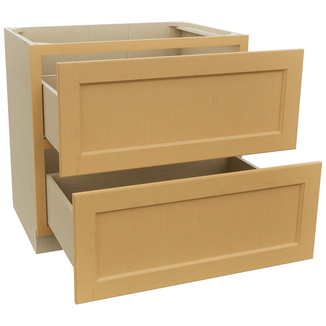 Fabuwood Fusion Timber DB36-2 Base 2 Drawers Cabinet, Open View