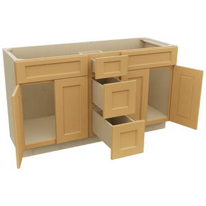 Fabuwood Fusion Timber VSD60DOUBLE Vanity Combo Cabinet, Open View