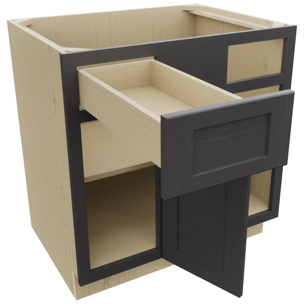 Fabuwood Galaxy Cobblestone BLB39/42 Base Corner Blind Cabinet, Open View