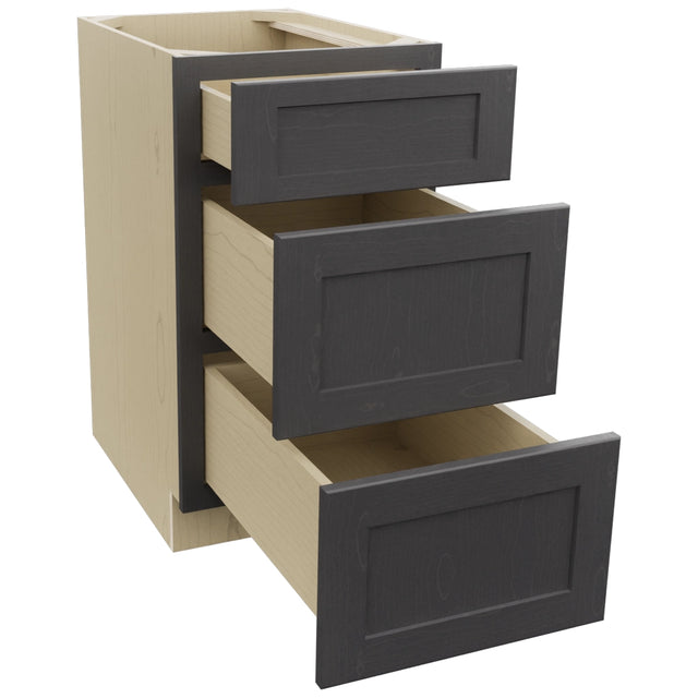 Fabuwood Galaxy Cobblestone DB18 Base 3 Drawers Cabinet, Open View