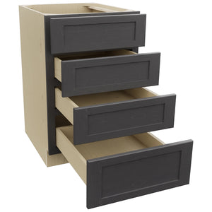 Fabuwood Galaxy Cobblestone DB21-4 Base 4 Drawers Cabinet, Open View