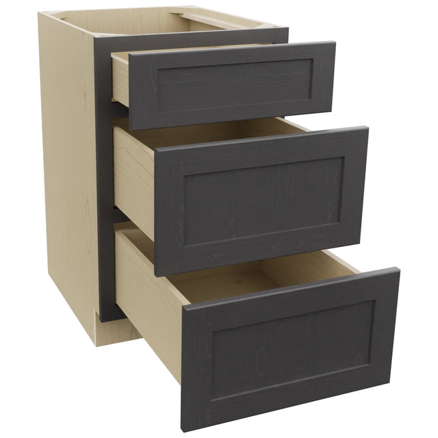 Fabuwood Galaxy Cobblestone DB21 Base 3 Drawers Cabinet, Open View