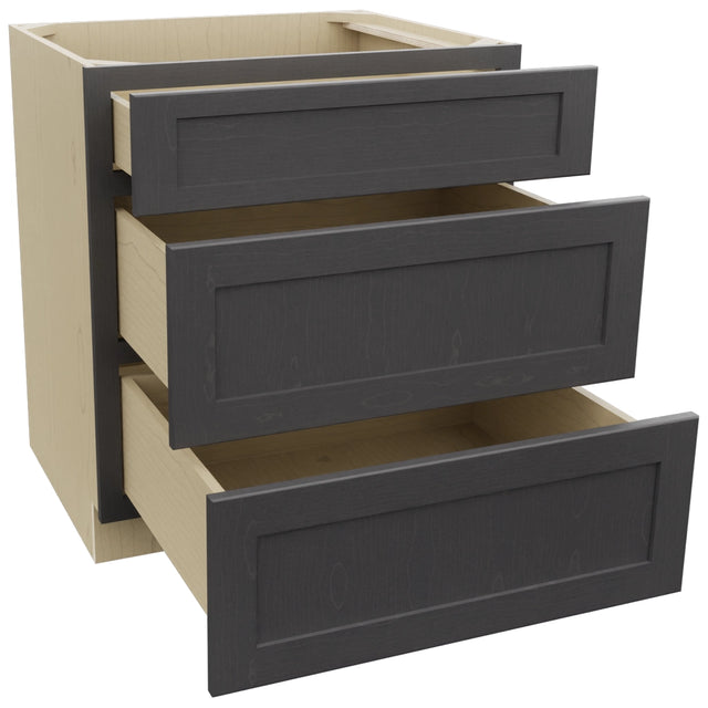 Fabuwood Galaxy Cobblestone DB30 Base 3 Drawers Cabinet, Open View