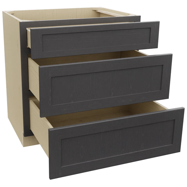 Fabuwood Galaxy Cobblestone DB33 Base 3 Drawers Cabinet, Open View