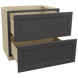 Fabuwood Galaxy Cobblestone DB36-2 Base 2 Drawers Cabinet, Open View