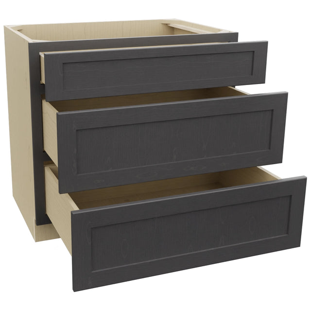 Fabuwood Galaxy Cobblestone DB36 Base 3 Drawers Cabinet, Open View