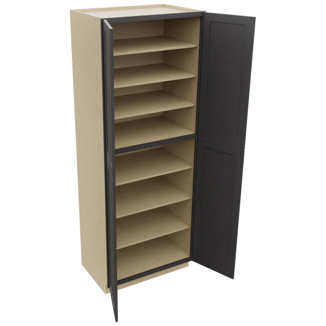 Fabuwood Galaxy Cobblestone TP362496 Tall Pantry Cabinet, Open View