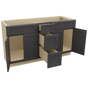 Fabuwood Galaxy Cobblestone VSD60DOUBLE Vanity Combo Cabinet, Open View