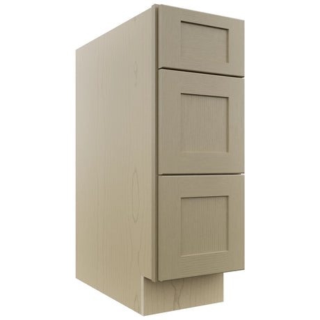 Fabuwood Galaxy Desert Oak DB12 Base 3 Drawers Cabinet, Front View