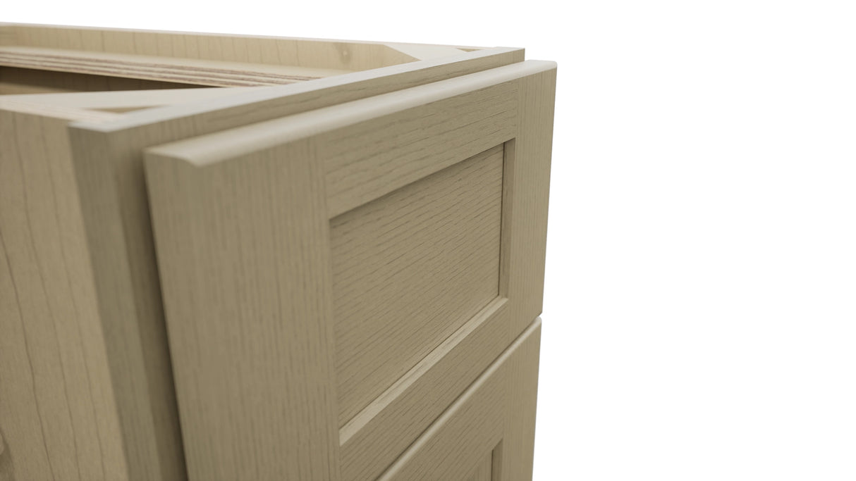 Fabuwood Galaxy Desert Oak DB12 Base 3 Drawers Cabinet, Detail View