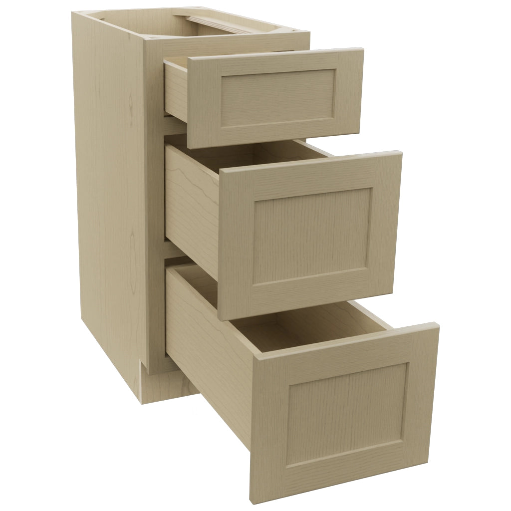 Fabuwood Galaxy Desert Oak DB15 Base 3 Drawers Cabinet, Open View