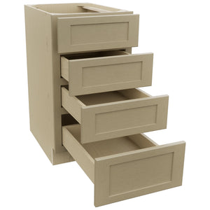 Fabuwood Galaxy Desert Oak DB18-4 Base 4 Drawers Cabinet, Open View