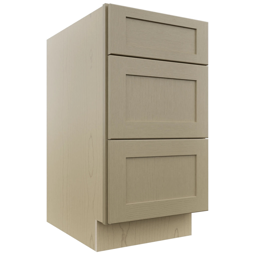 Fabuwood Galaxy Desert Oak DB18 Base 3 Drawers Cabinet, Front View