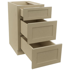 Fabuwood Galaxy Desert Oak DB18 Base 3 Drawers Cabinet, Open View