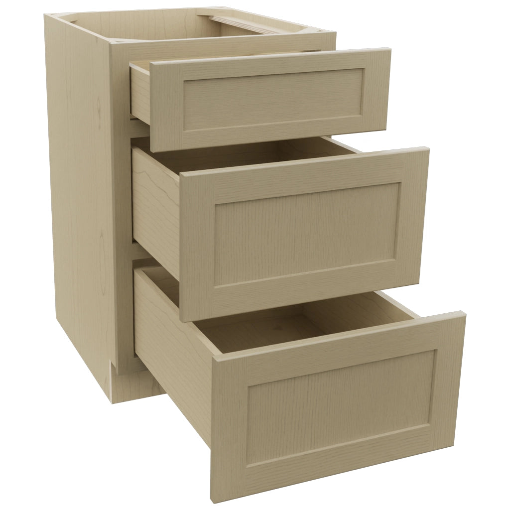 Fabuwood Galaxy Desert Oak DB21 Base 3 Drawers Cabinet, Open View